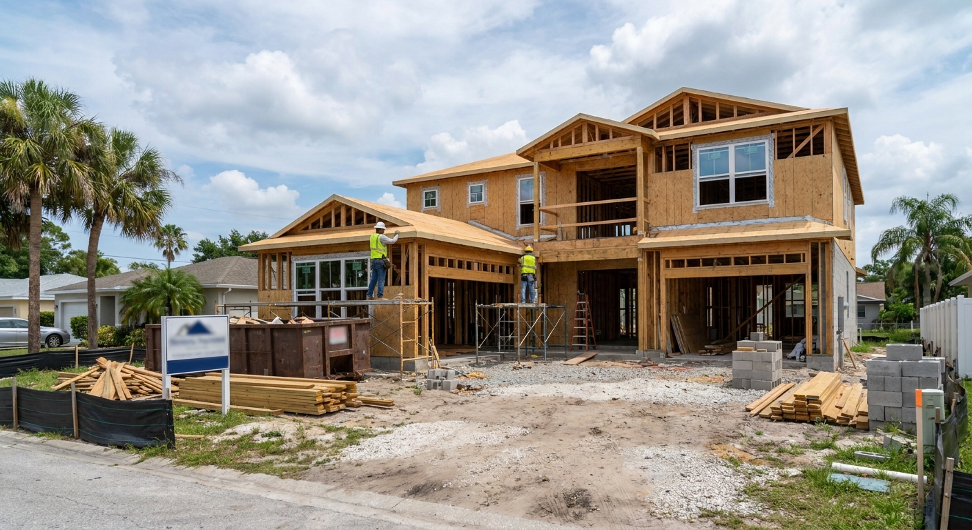 Timeline for building a custom home in Largo, including permitting, construction phases, and final inspections