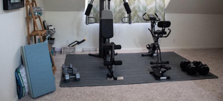 Fitness equipment in someone’s home gym