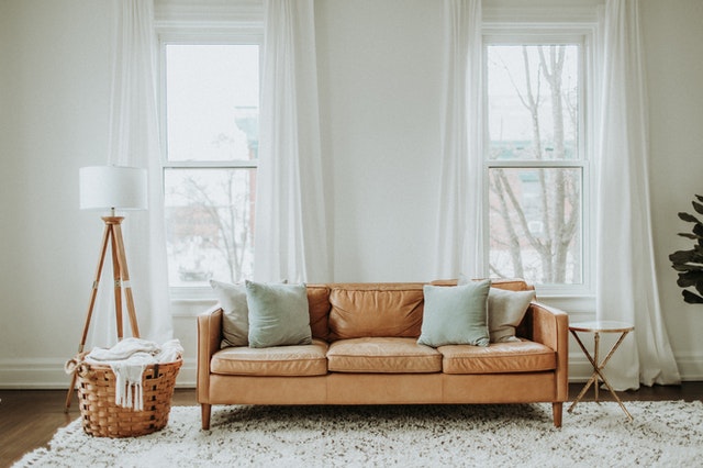 A couch in a living room