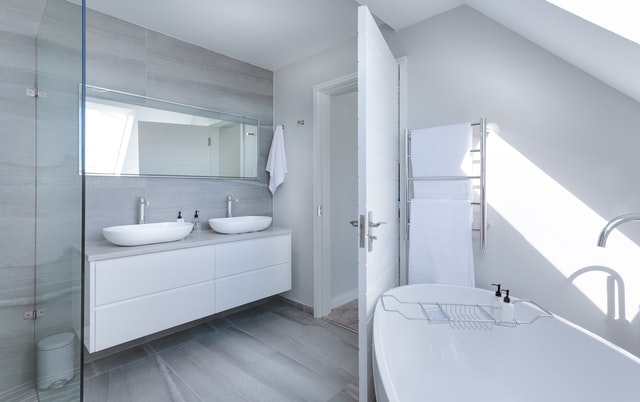 A white bathroom interior