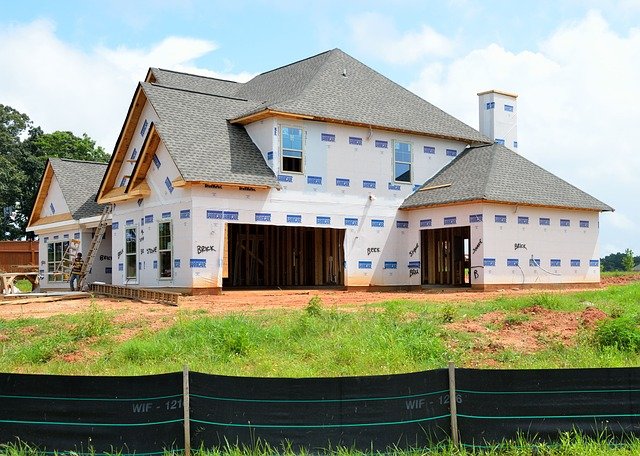 Newly built house with finishing touches.