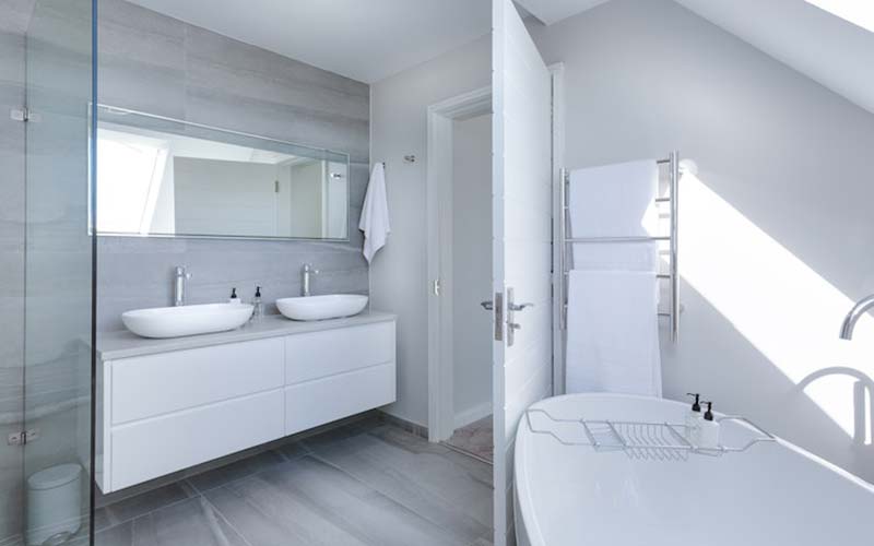 A white bathroom interior