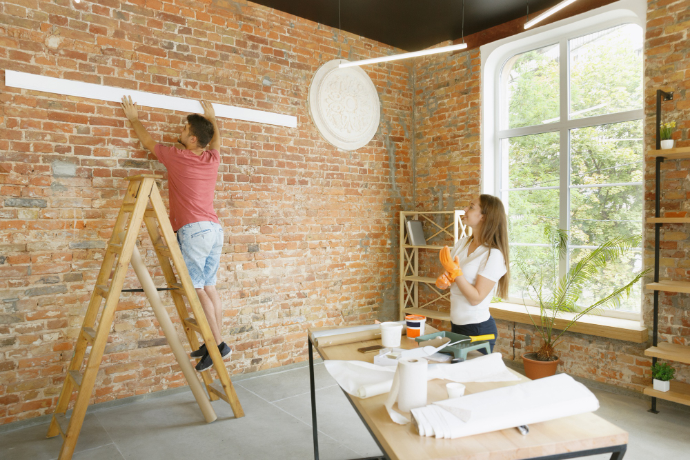 a young couple blending old and new in home renovations 